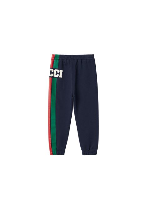 Joggers Blu Scuro Con Stampa Gucci Web GUCCI KIDS | 791862-XJGOF4392